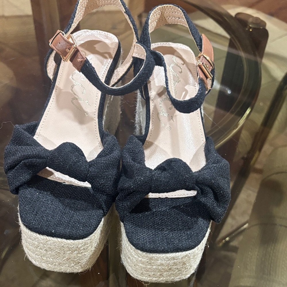 CCOCCI Black Espadrille Wedge Sandals